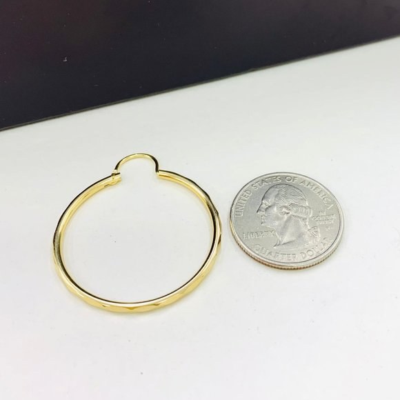 14K Gold Filled Endless Hoop Earrings with Diamond Cut Design for Womens 1.5x1.3 - Picture 5 of 6